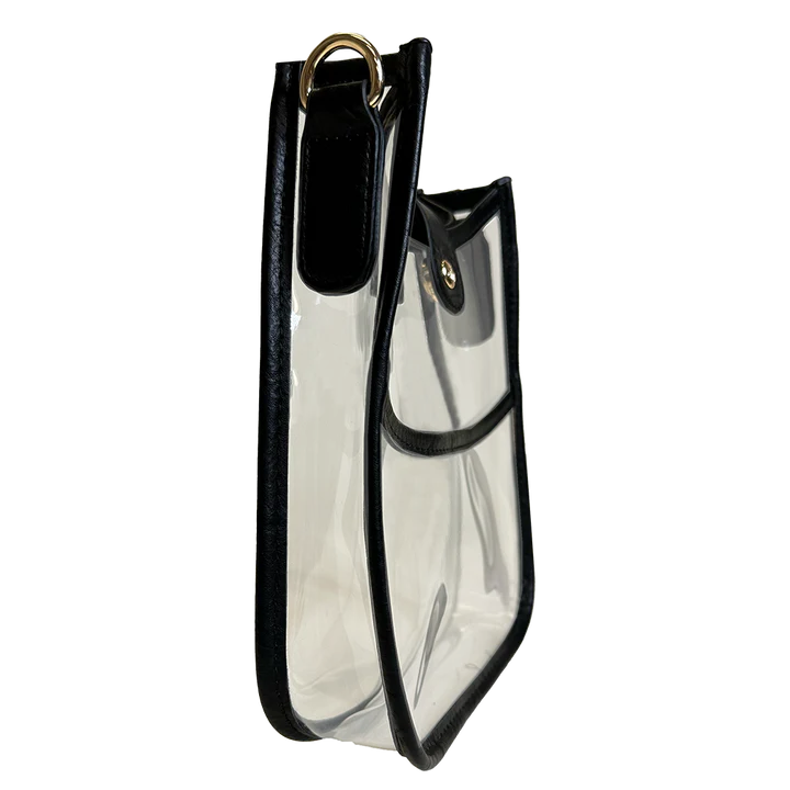 Ahdorned Black Trim Clear Mini Messenger Stadium Bag