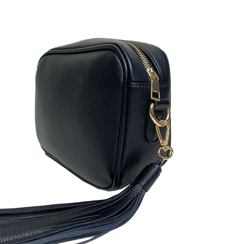 AHDORNED-Black - Pebble Vegan Leather Tassel Crossbody | NO STRAP-Pink Dot Styles