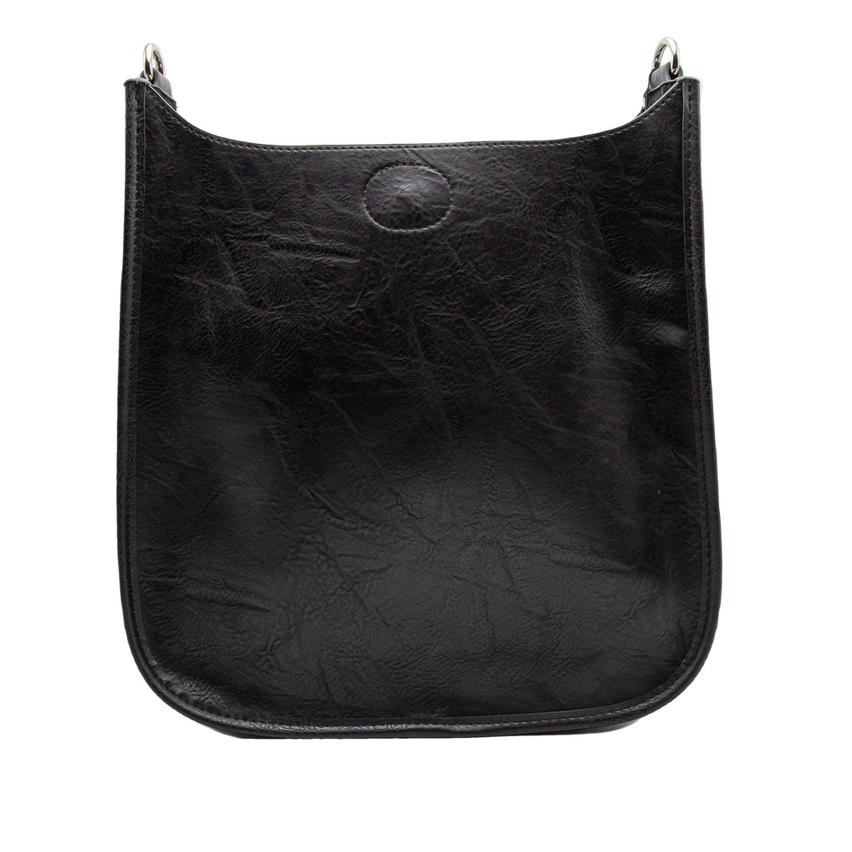 Ahdorned Black Mini Vegan Leather Crossbody Bag with Silver Hardware
