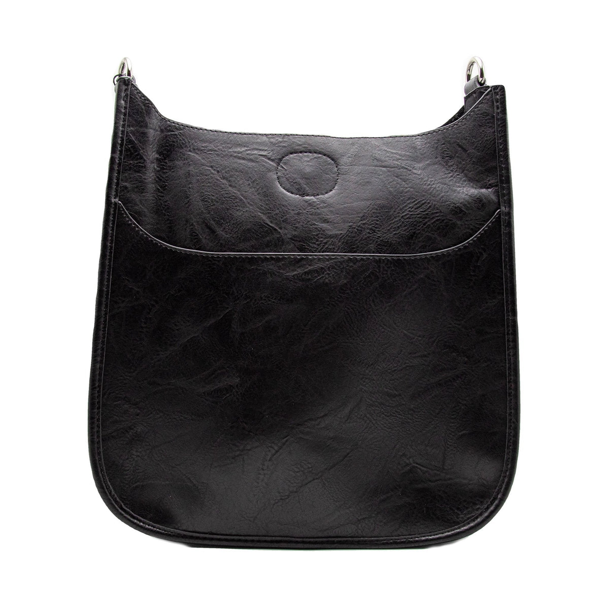 Ahdorned Black Mini Vegan Leather Crossbody Bag with Silver Hardware