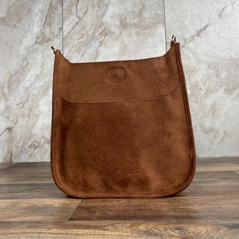 AHDORNED-Chocolate Microsuede Crossbody | NO STRAP-Pink Dot Styles