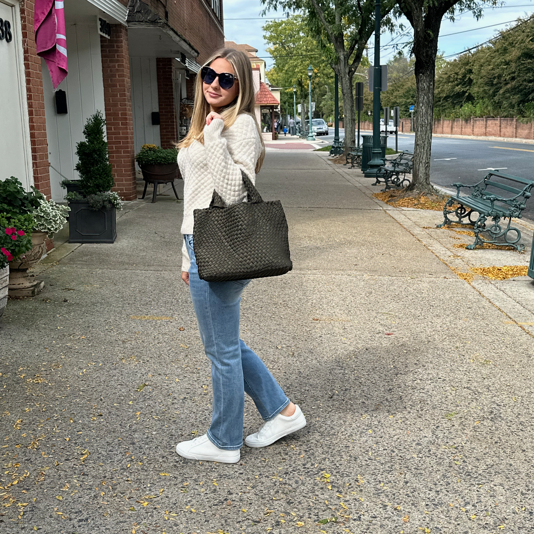 AHDORNED Army Woven Neoprene Tote Crossbody - Lilly– Pink Dot Styles