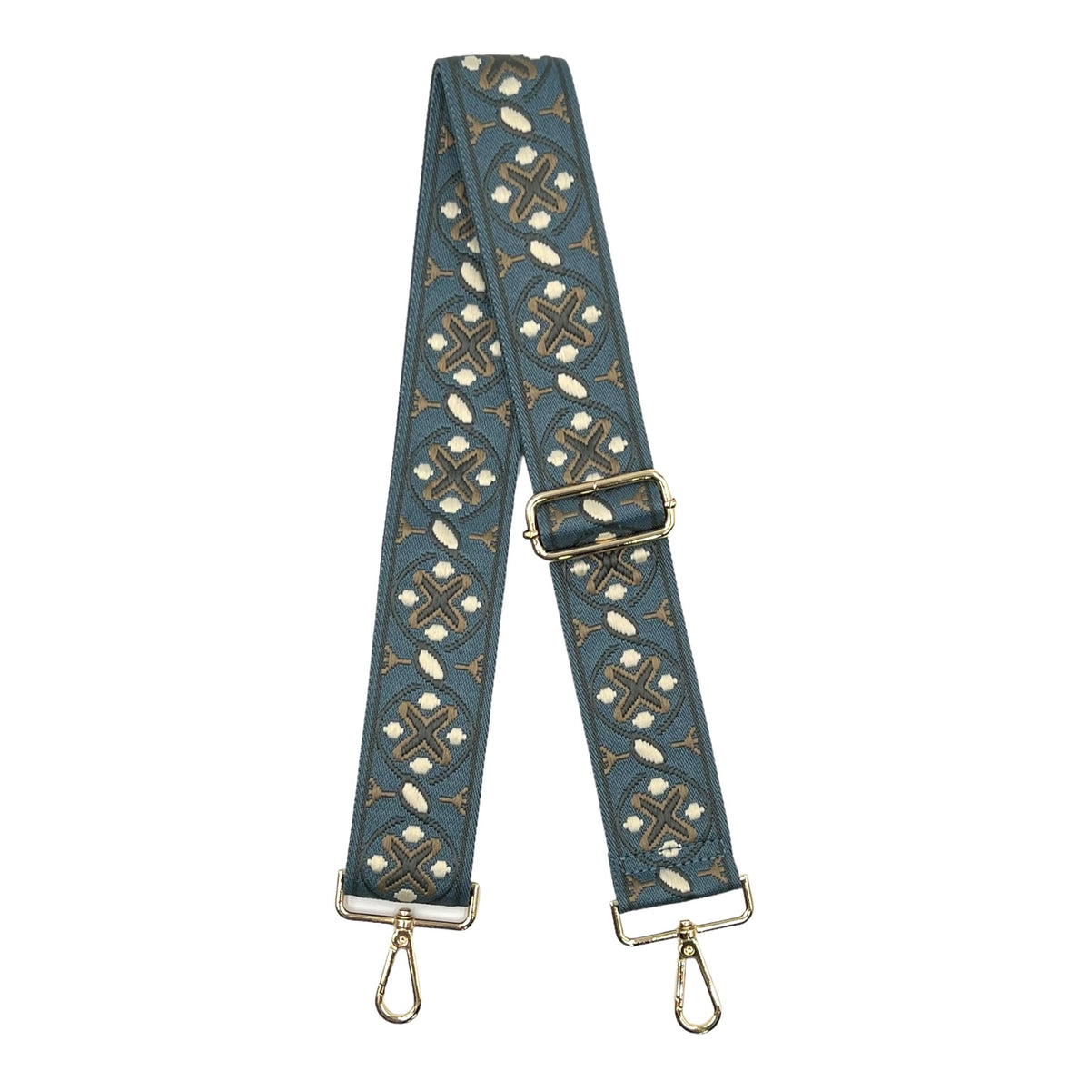 AHDORNED Lt.Blue & Grey Embroidered "XO" Guitar Crossbody Strap Pink