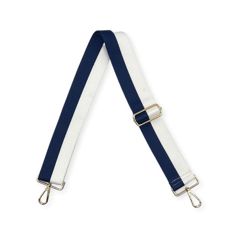 AHDORNED-Navy-White | Two Stripe Crossbody Strap-Pink Dot Styles