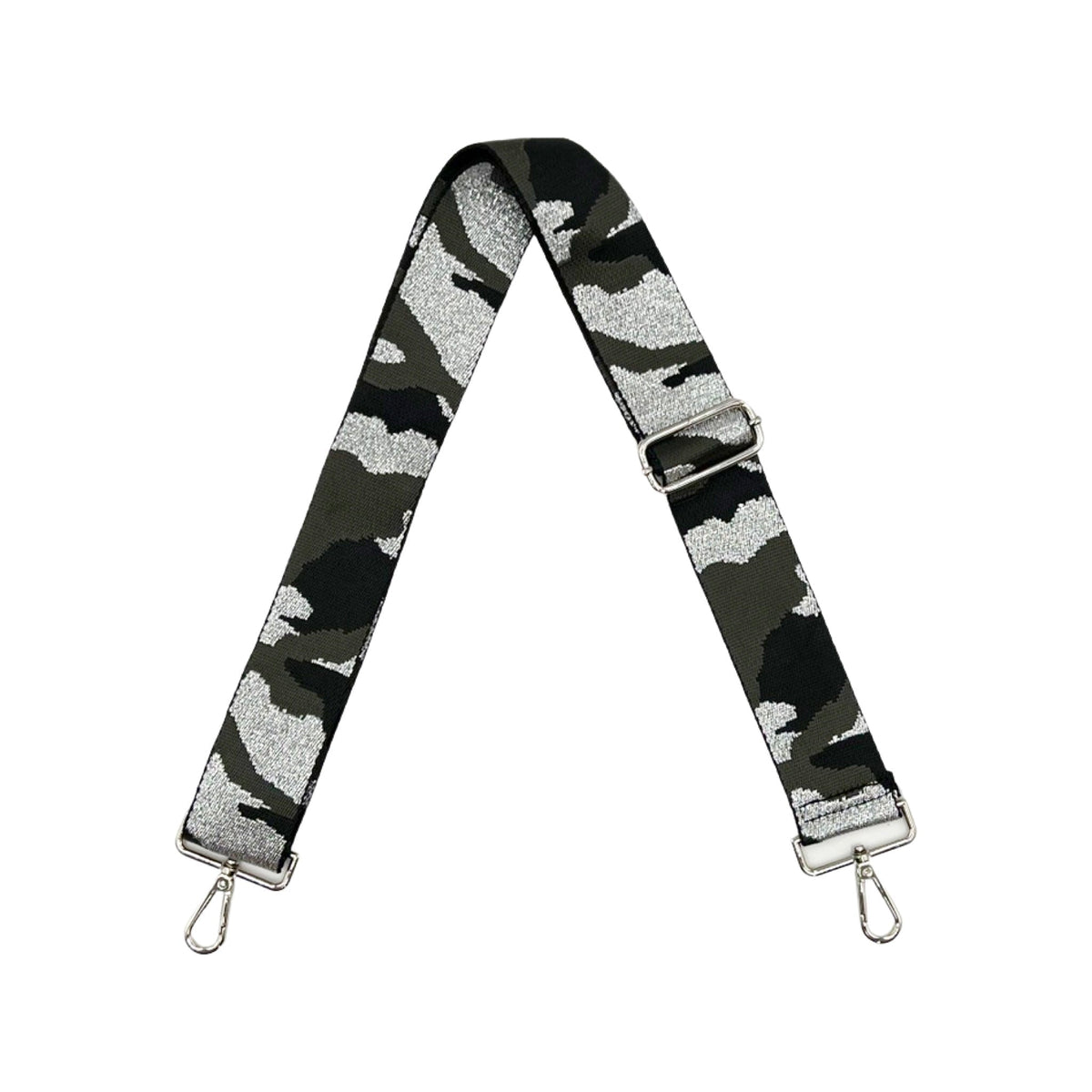 Camouflage Print Interchangeable Bag Strap | Sugarplum Boutique Khaki Silver Black
