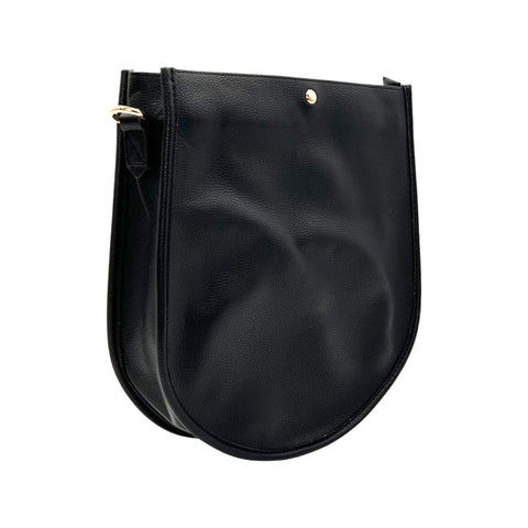 AHDORNED-"U" Shape Messenger | Black Pebbled Vegan Leather Bag + Braided Strap (Final Sale)-Pink Dot Styles