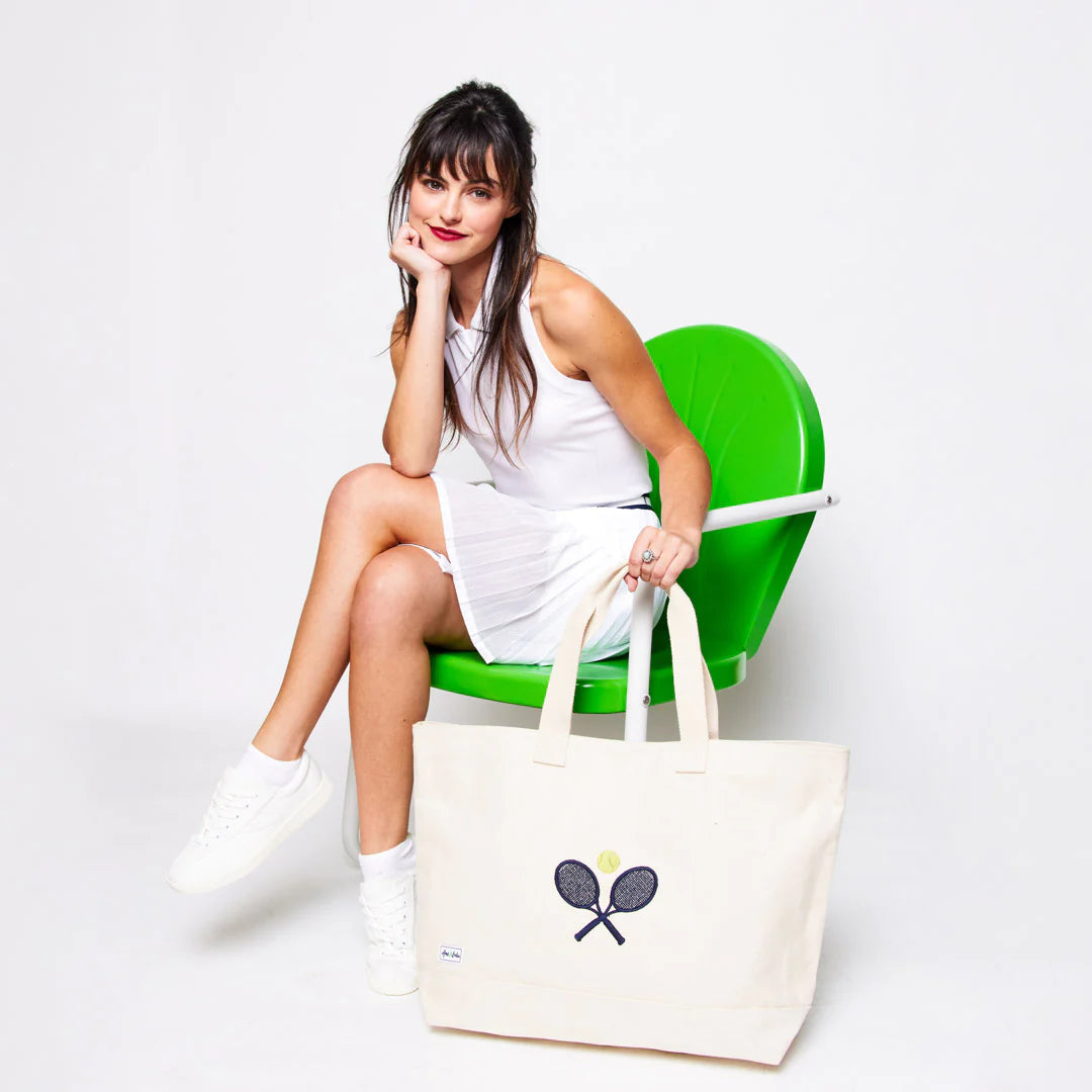 Ame Lulu Large Canvas Tote Courtside Tennis