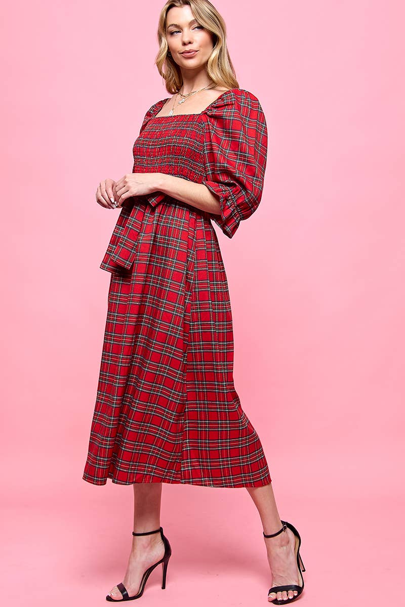 Tartan on sale midi dress