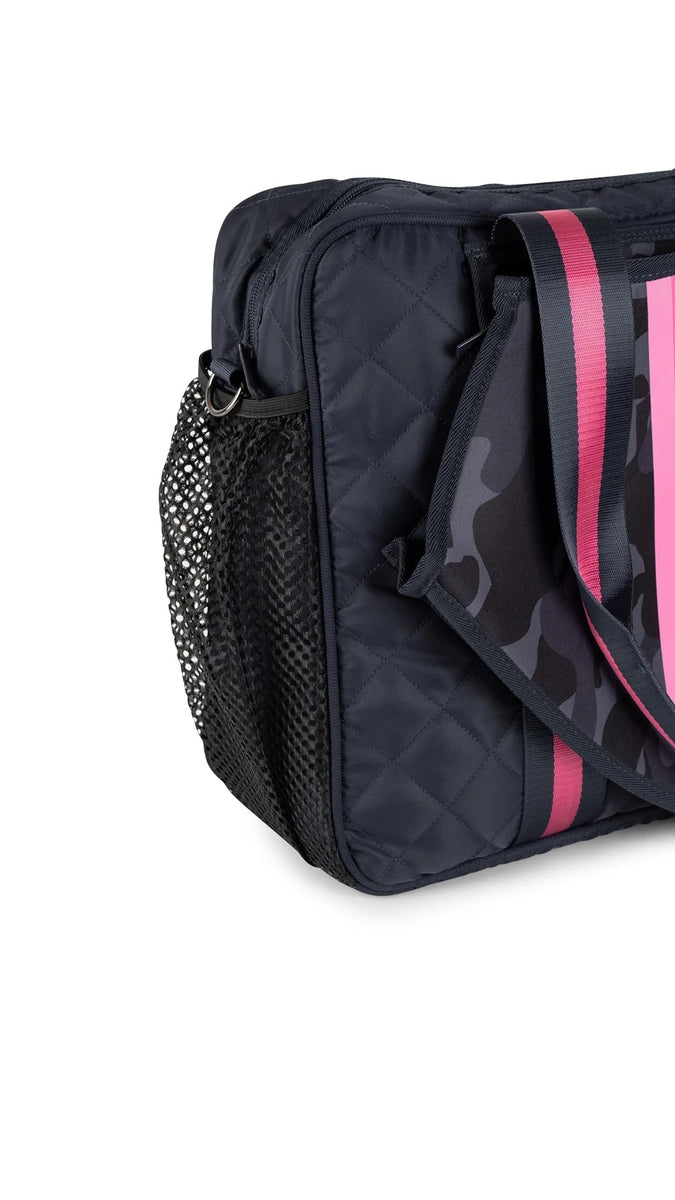 Pink dot camo offers tennis bag