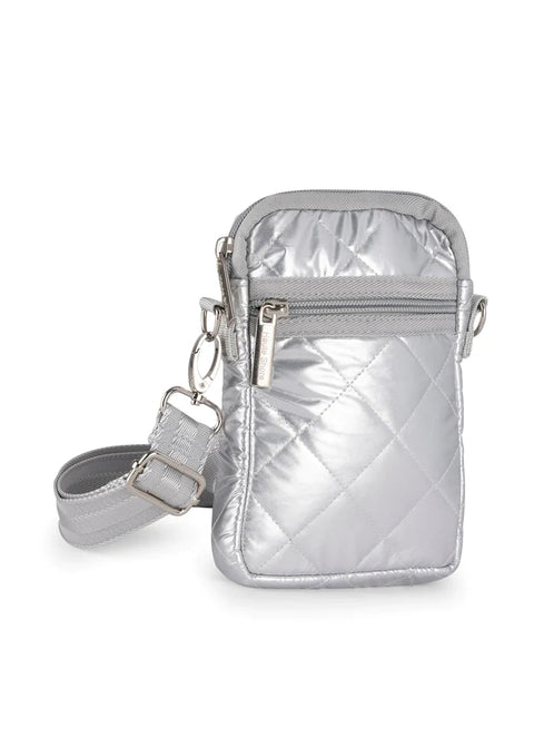 Casey Shine '24 | Quilted Puffer Cellphone Crossbody-Accessories > Handbags > Compact Crossbody-Pink Dot Styles