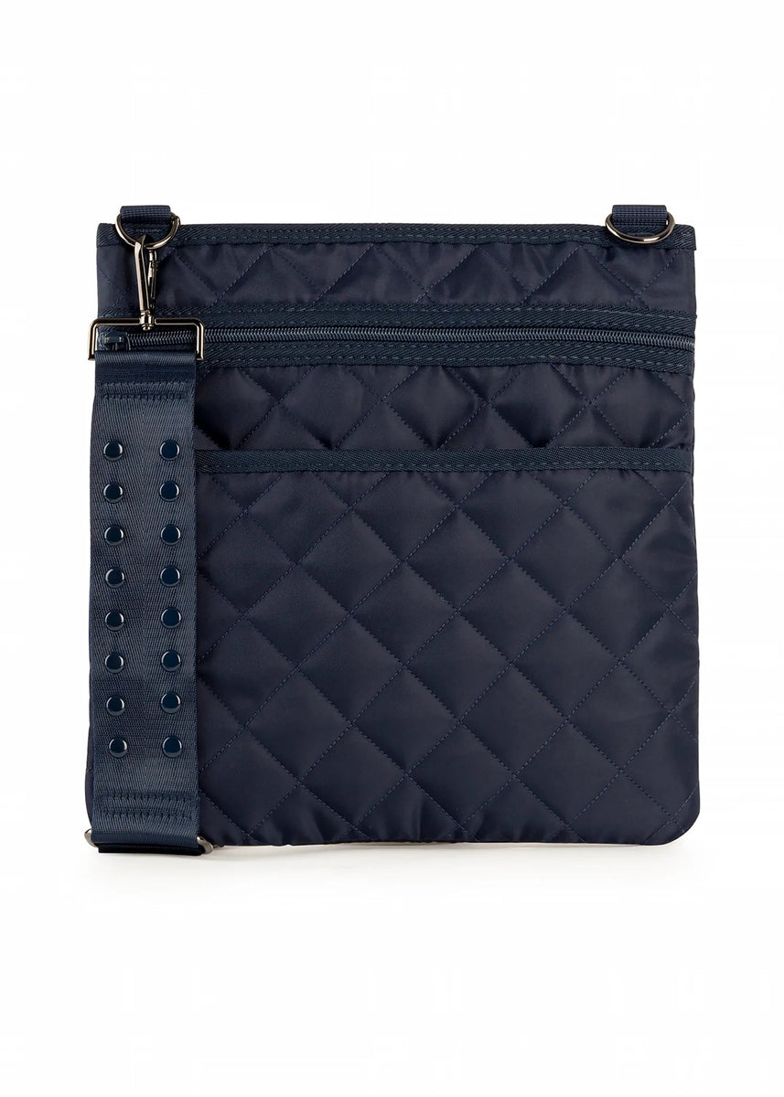 Crossbody Bag Quilted Navy Blue Leather Helda