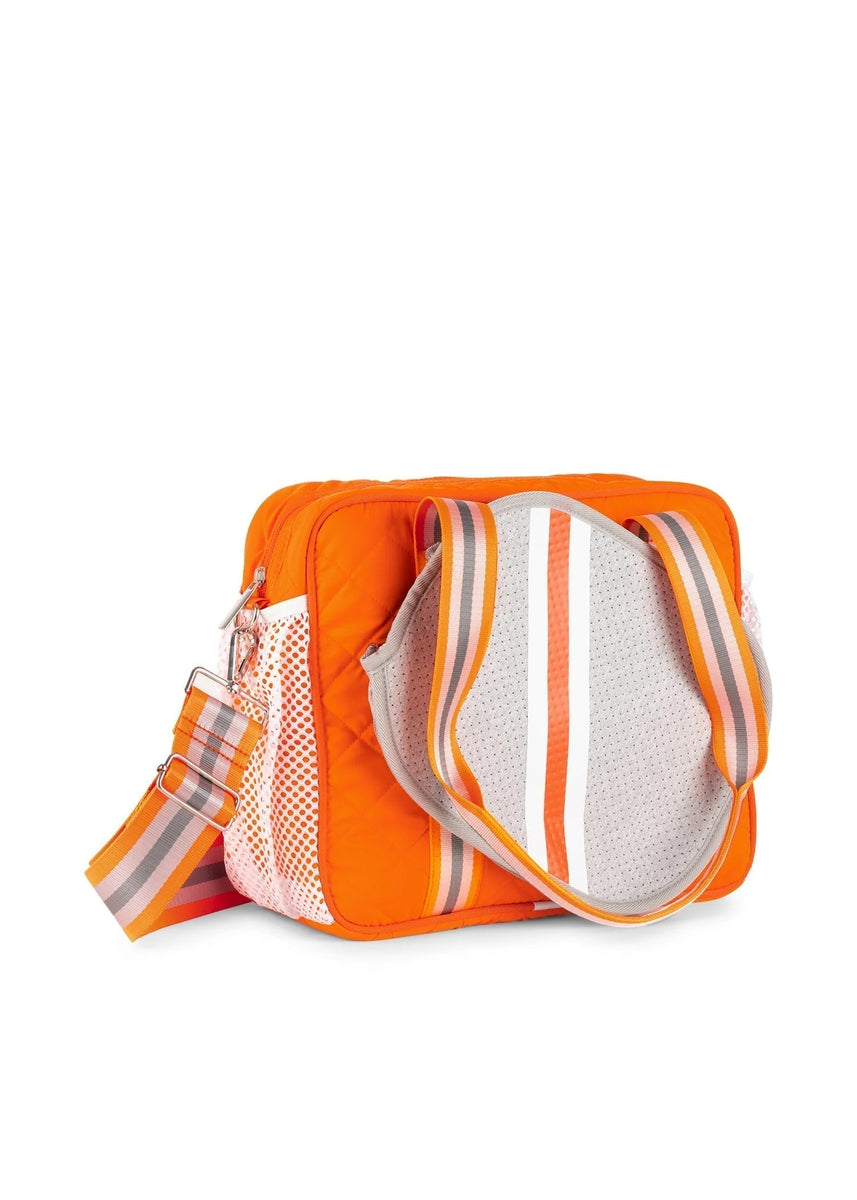 Haute Shore Pickleball Bag - Orange Neoprene Quilted w/ Stripe