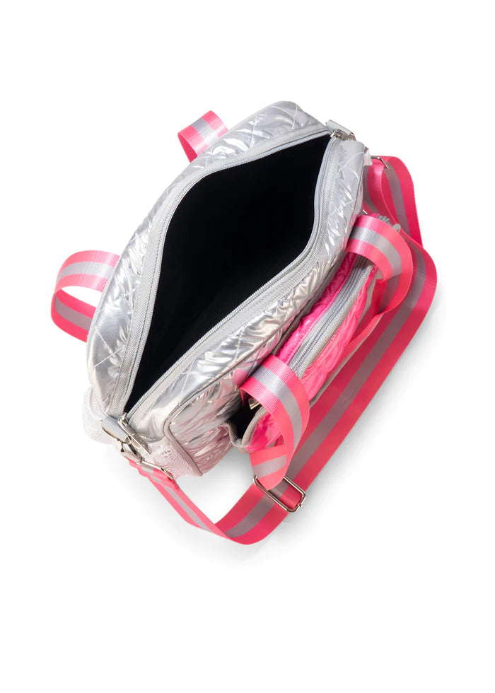 Haute Shore Pickleball Bag - Pink Silver Quilted Puffer Dill