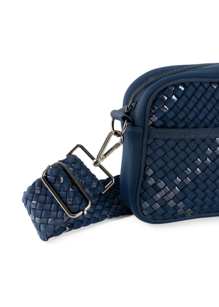 Leather Woven Cross Body Camera Bag