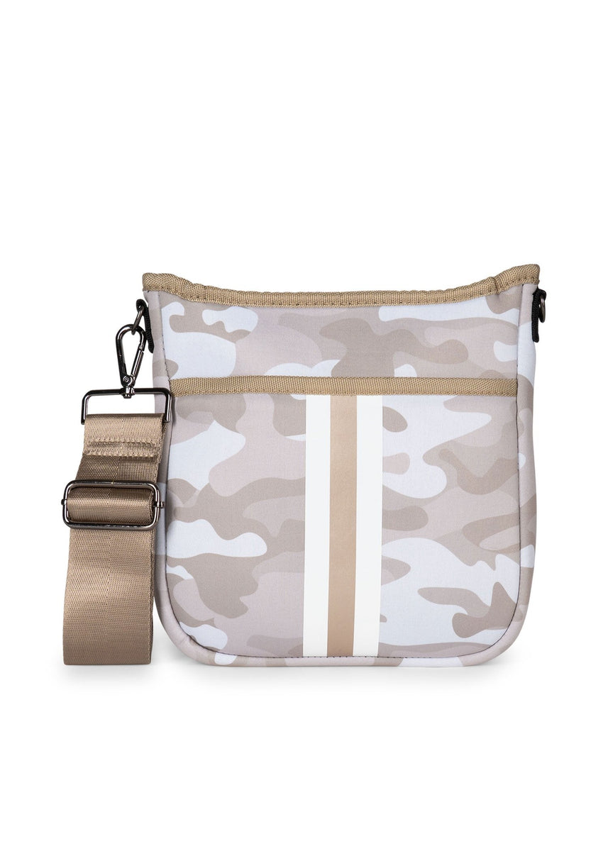 Haute Shore  Billie Sahara - Beige Camo Neoprene Tennis Bag w/Stripe