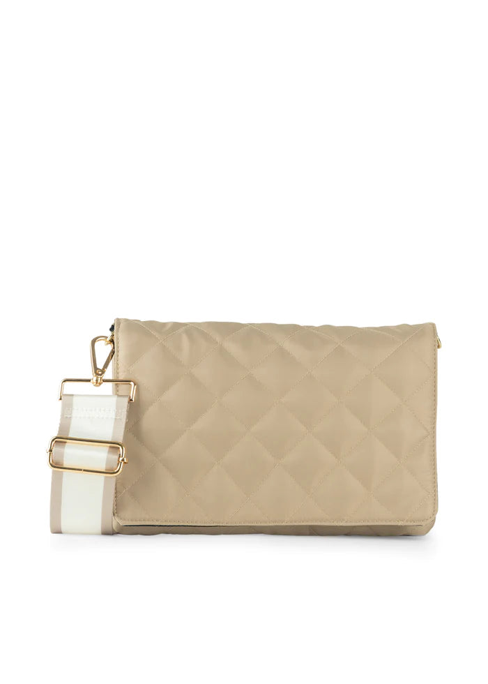 Haute Shore Beige Quilted Nylon Convertible Crossbody