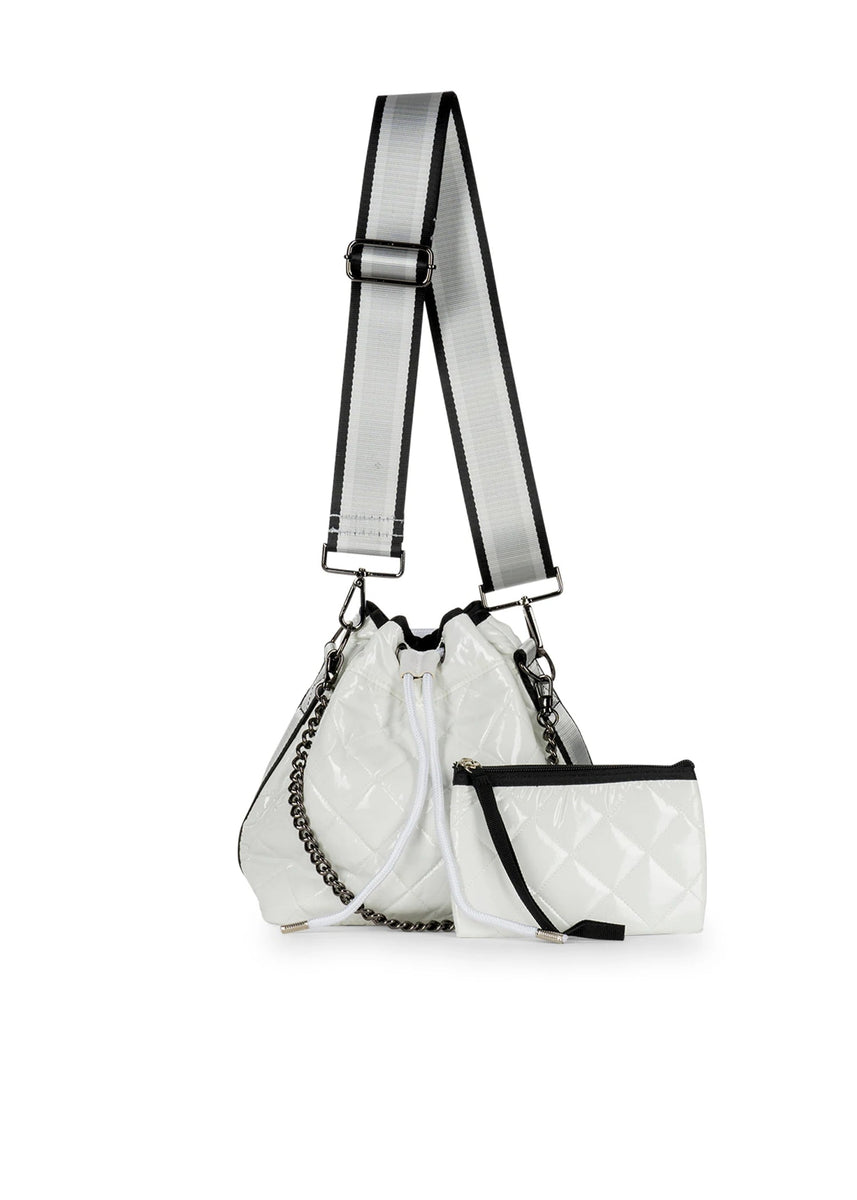 Haute Shore  Puffer Quilted White Bucket Bag - Lindsey Blanc