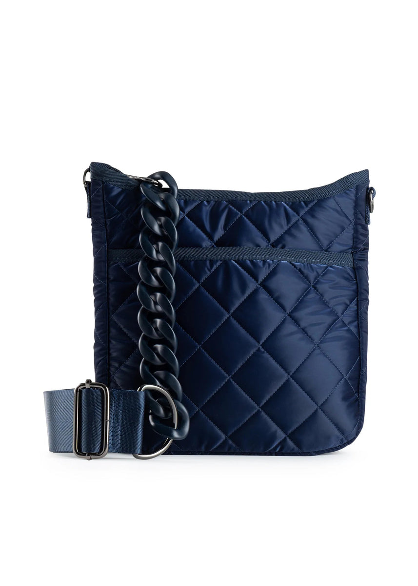 Blue Puffer Cross outlet Body Bag Purse Womens Fashion Accessory Statement Quilted