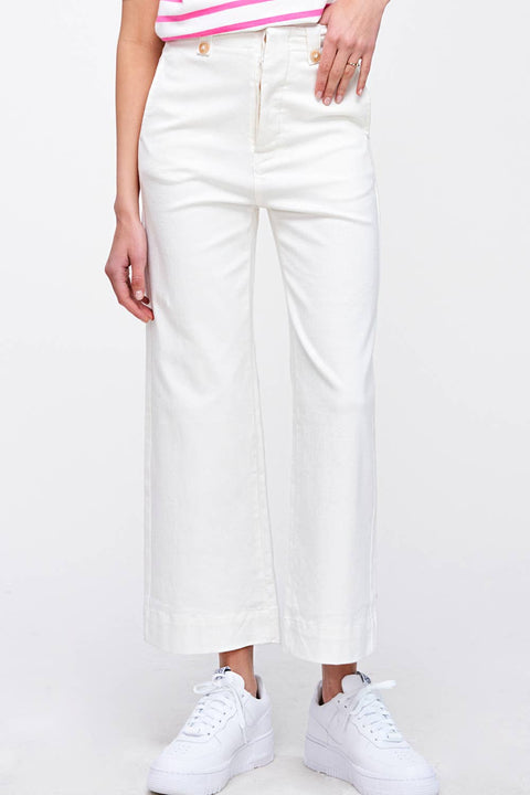 White Soft Washed Pants-Apparel > Womens > Bottoms > Pants-Pink Dot Styles