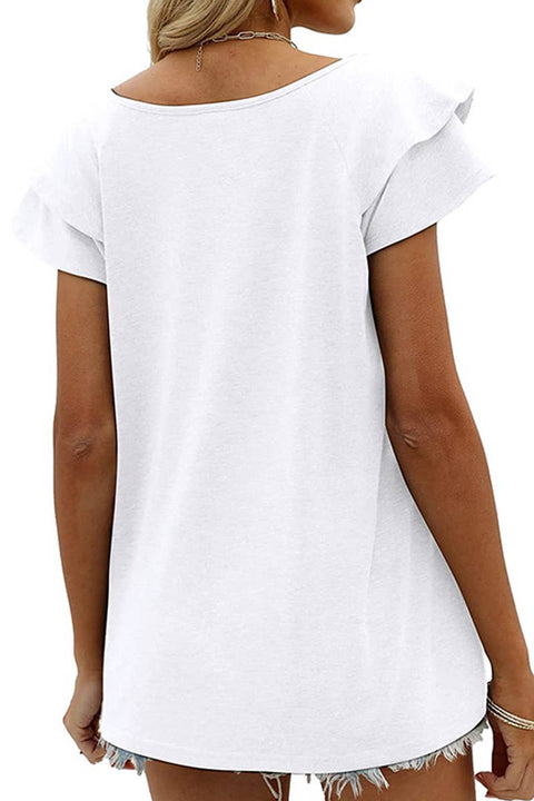 White Double Sleeve T-Shirt-Apparel > Womens > Tops > Shirts-Pink Dot Styles