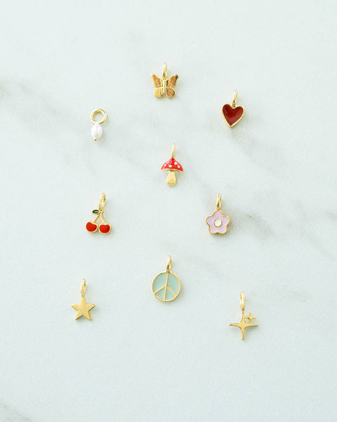 Charm Garden - Peace Charm - Gold-Pink Dot Styles