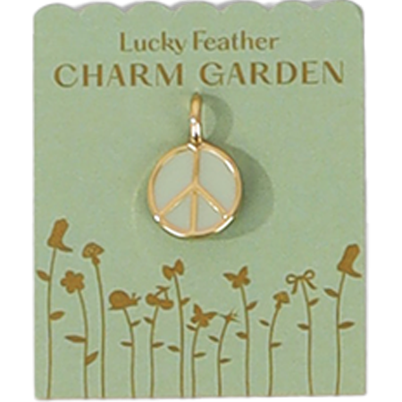 Lucky Feather-Charm Garden - Peace Charm - Gold-Pink Dot Styles