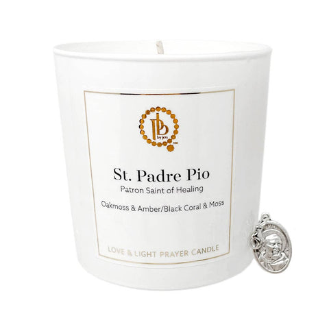 PowerBeads by jen-Love & Light Prayer Candle - St. Padre Pio-Pink Dot Styles