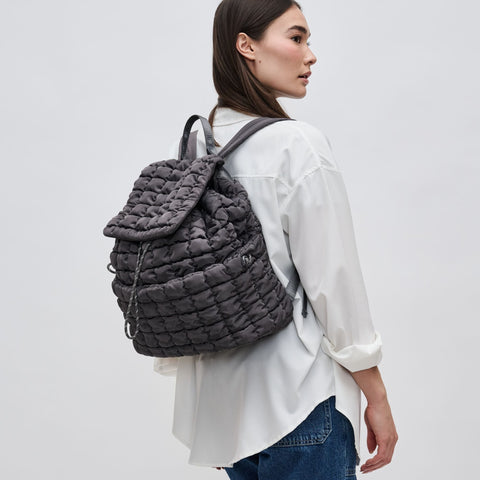 Vitality - Quilted Nylon Backpack: Carbon-Accessories > Handbags > Backpacks-Pink Dot Styles