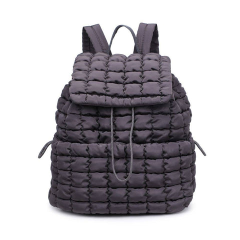Vitality - Quilted Nylon Backpack: Carbon-Accessories > Handbags > Backpacks-Pink Dot Styles