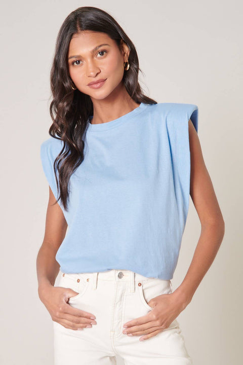 Sugarlips-London Muscle Tee Knit Top: L / Baby Blue-Pink Dot Styles