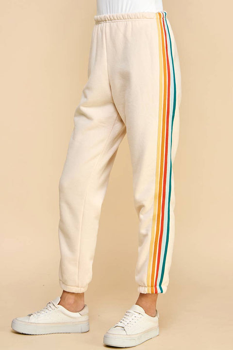 Multi-Color -Striped Joggers-Apparel > Womens > Bottoms > Pants-Pink Dot Styles