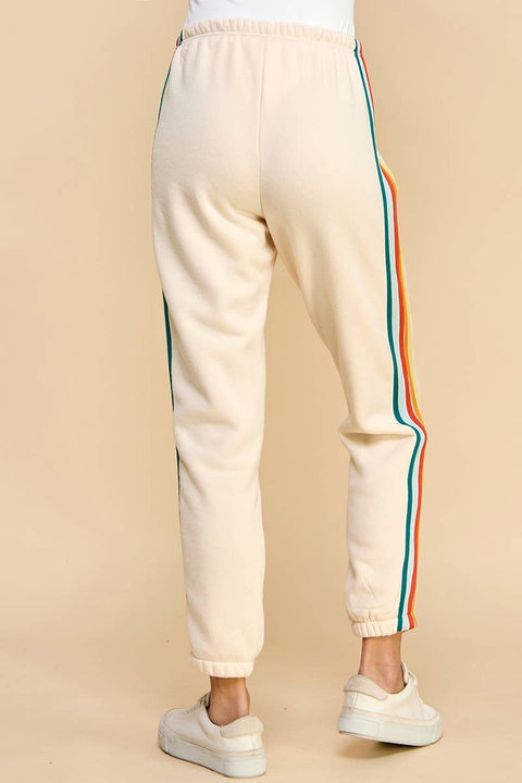 Multi-Color -Striped Joggers-Apparel > Womens > Bottoms > Pants-Pink Dot Styles