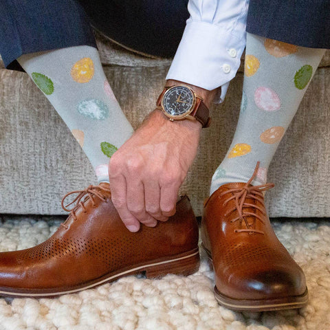 Men's Eggcellent Socks Gray/Multi One Size-Accessories > Men-Pink Dot Styles