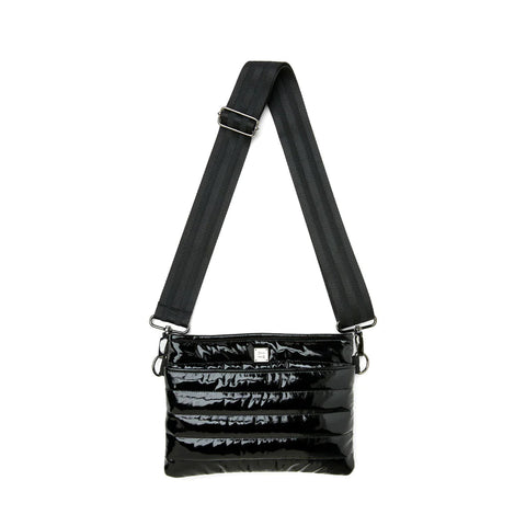 Bum Bag 2.0 | Black Patent Medium Crossbody / Belt Bag-Accessories > Handbags > Compact Crossbody-Pink Dot Styles