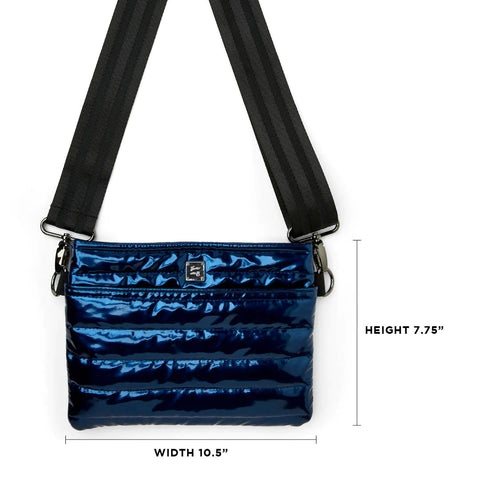 Bum Bag 2.0 | Glossy Navy Patent Medium Crossbody / Belt Bag-Accessories > Handbags > Compact Crossbody-Pink Dot Styles