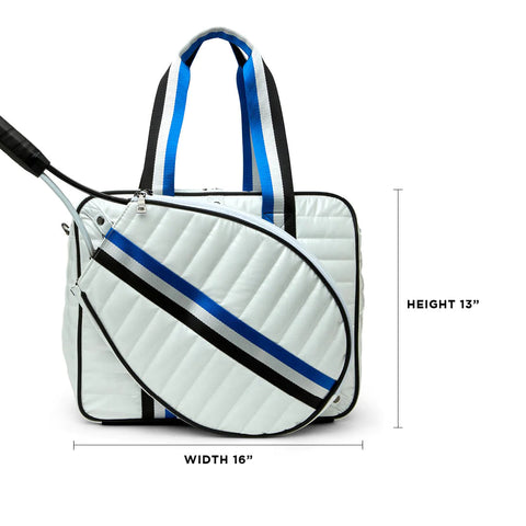 Think Royln-Champion | White Patent Tennis Bag-Pink Dot Styles