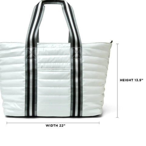 Wingman | White Patent '23 - Large Tote-Accessories > Handbags > Totes-Pink Dot Styles