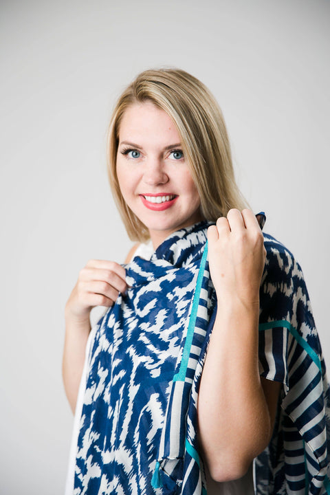Top It Off-Alma Scarf - SALE $4.50: Navy-Pink Dot Styles