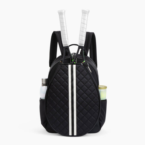 Darling Black I Quilted Nylon Tennis Backpack-Accessories > Bags > Tennis Bags-Pink Dot Styles