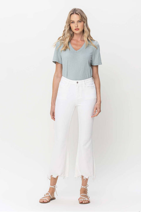 HIGH RISE CROPPED FLARE JEANS
T5761: OPTIC WHITE / 25-Pink Dot Styles