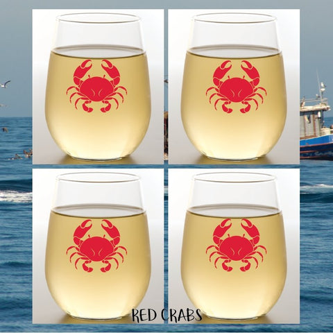 Wine-Oh!-RED CRAB Shatterproof Wine Glasses-Pink Dot Styles