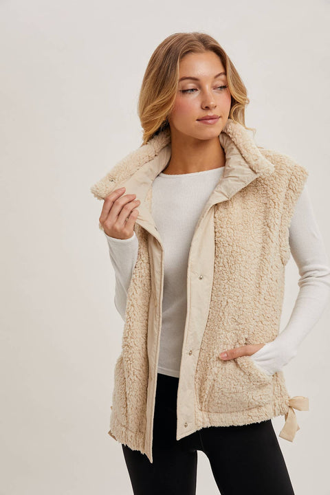 Fleece Sherpa Mock Neck Vest