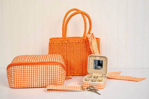 Gingham Travel Jewelry Case