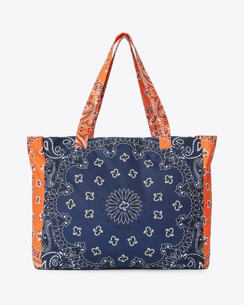 Bailey Bandana Tote I Navy & Orange