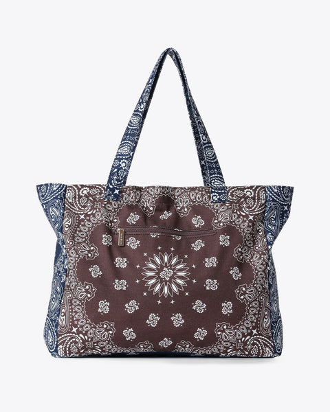 Bailey Bandana Tote I Brown & Navy