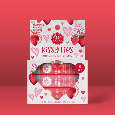 Woolzies-Kissy Lips Natural Lip Balm Set Of 3-Pink Dot Styles