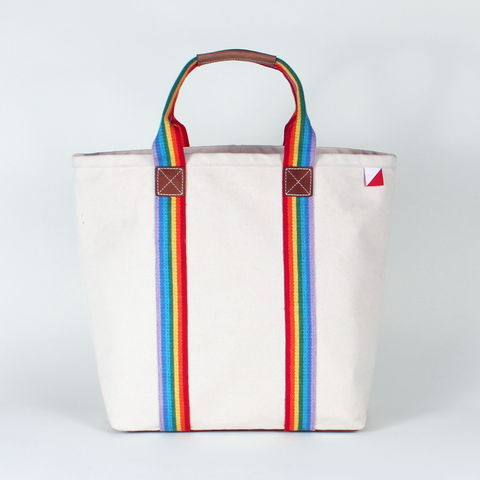 Society Canvas Leather Tote Bag: Rainbow