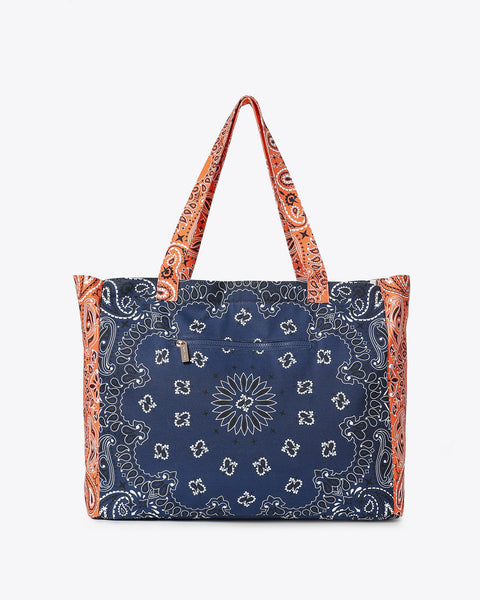 Bailey Bandana Tote I Navy & Orange