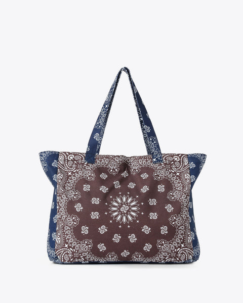 Bailey Bandana Tote I Brown & Navy