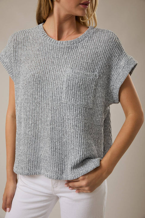 Knit Crew Neck Short Sleeve Sweater